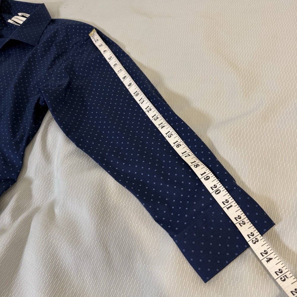 Lucky Brand Men Regular Fit Blue Geometric Stretch Dress Shirt Sz XL 17-17,5 - Picture 4 of 8